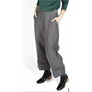 Rachel Comey 6 Grey Crepe Cuff wide leg cuffed rotation pants